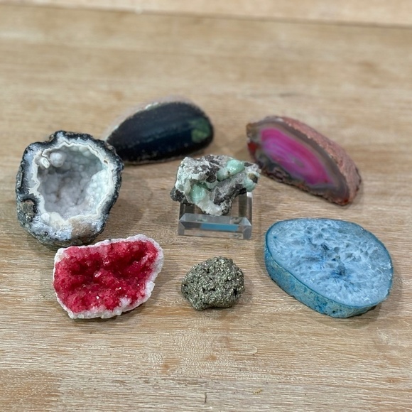 Agate Stone & Fools Gold Rock Home Decor Collection, Set of 7 - Picture 2 of 13